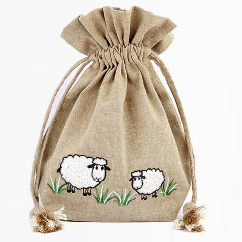 Lantern Moon Meadow Embroidered Appliqued Sheep Bag